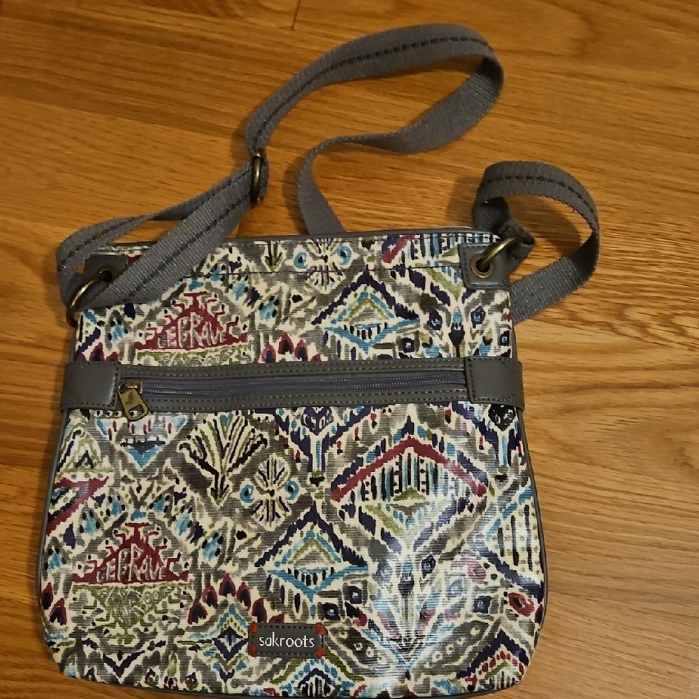 Sakroots Artistic Blue and Red Crossbody Bag